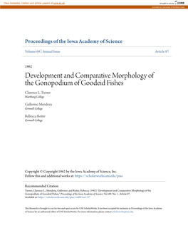 Development and Comparative Morphology of the Gonopodium of Goodeid Fishes Clarence L