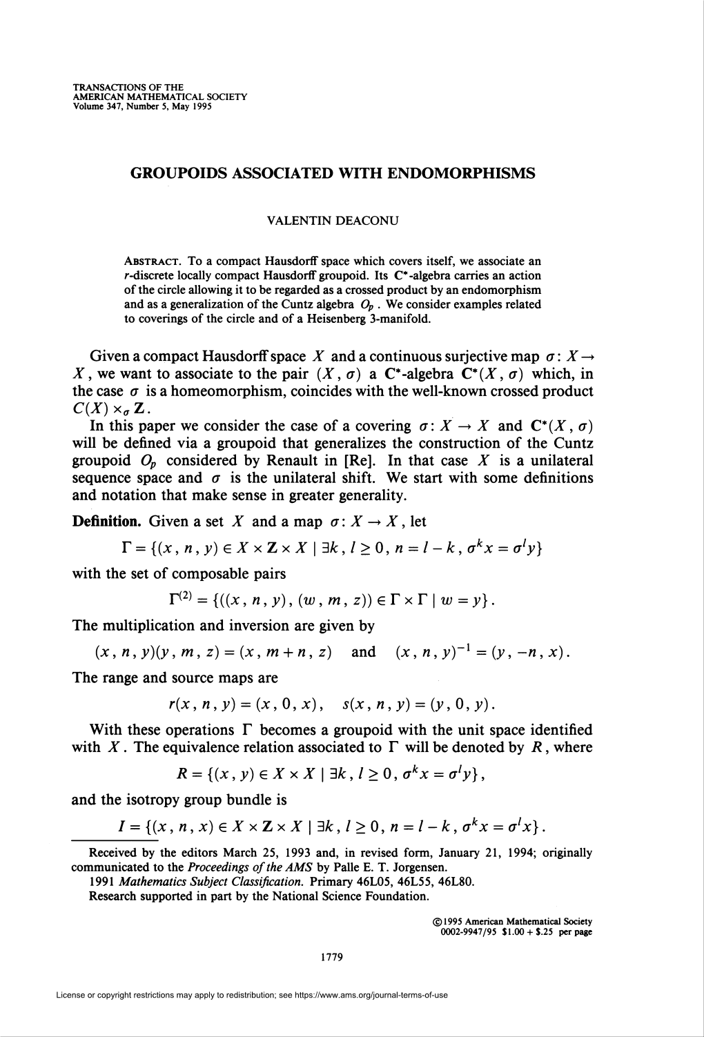 Groupoids Associated with Endomorphisms