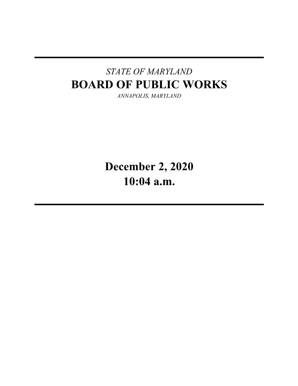 BOARD of PUBLIC WORKS December 2, 2020 10:04 A.M