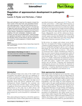 Regulation of Appressorium Development in Pathogenic Fungi