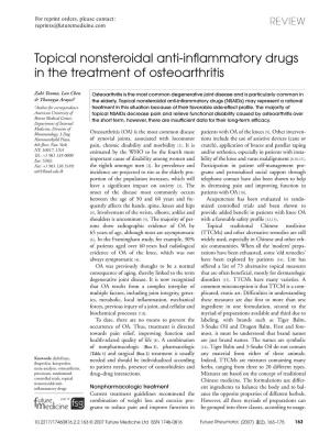 Topical Nonsteroidal Anti-Inflammatory Drugs in the Treatment of Osteoarthritis