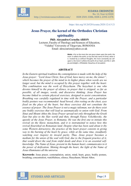 Jesus Prayer, the Kernel of the Orthodox Christian Spirituality Phd