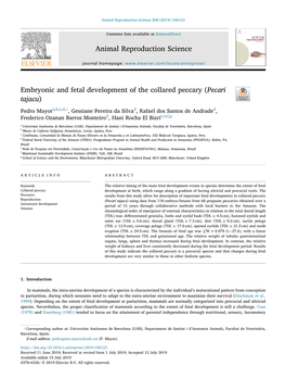 Embryonic and Fetal Development of the Collared Peccary (Pecari Tajacu)