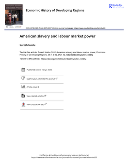 American Slavery and Labour Market Power