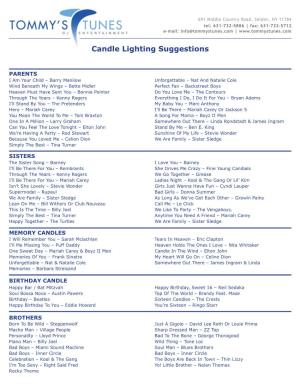 Candle Lighting Suggestions