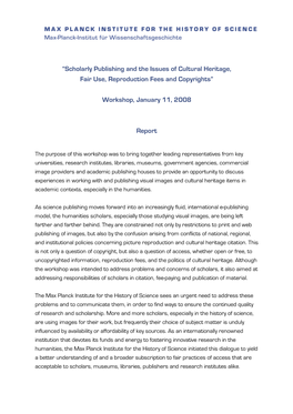 “Scholarly Publishing and the Issues of Cultural Heritage, Fair Use, Reproduction Fees and Copyrights”