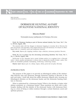 Dormouse Hunting As Part of Slovene National Identity