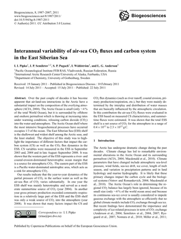 Interannual Variability of Air-Sea CO2 Fluxes and Carbon System in The