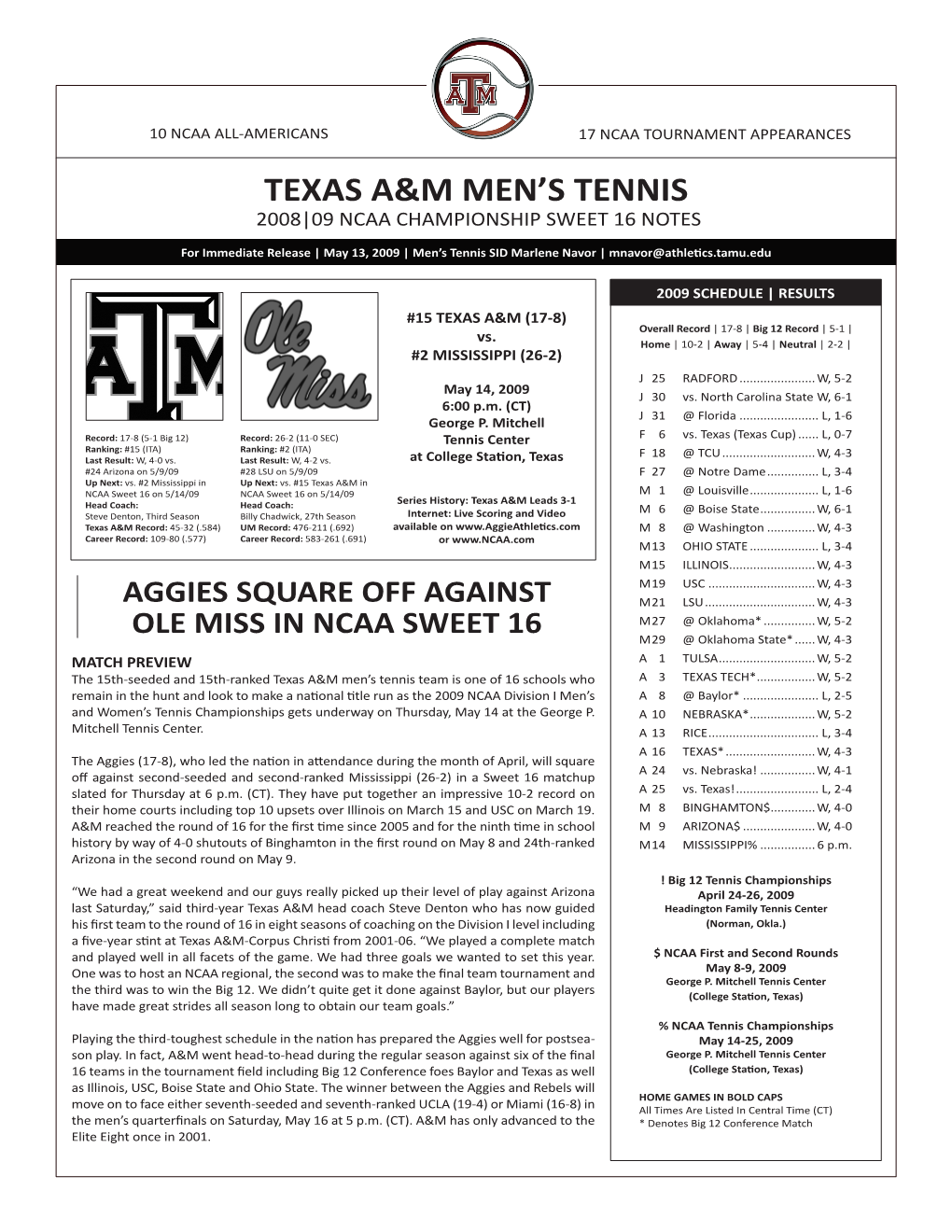 Texas A&M Men's Tennis