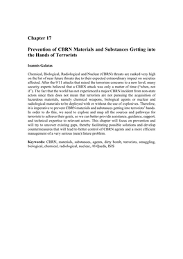 Chapter 17 Prevention of CBRN Materials and Substances Getting