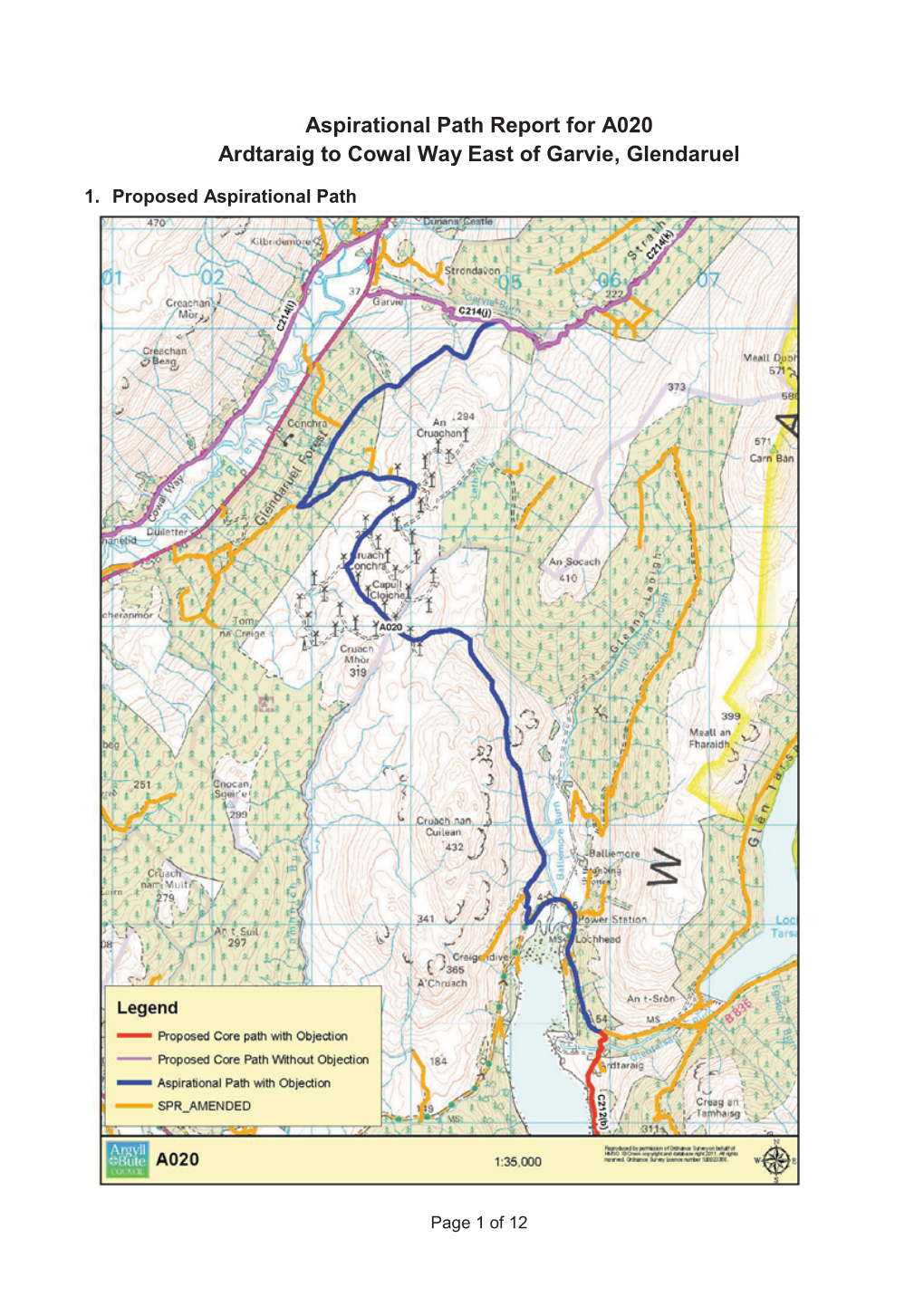 Aspirational Path Report for A020 Ardtaraig to Cowal Way East of Garvie, Glendaruel