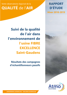 Qualité De L'air Dans L'environnement De L'usine FIBRE EXCELLENCE Saint-Gaudens
