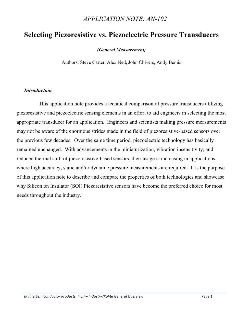 Selecting Piezoresistive Vs. Piezoelectric Pressure Transducers DocsLib