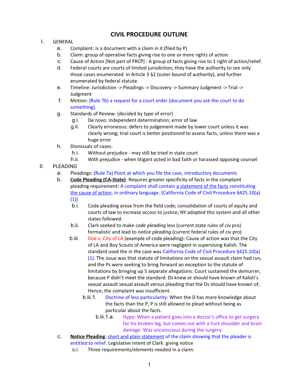 Civil Procedure Outline s2