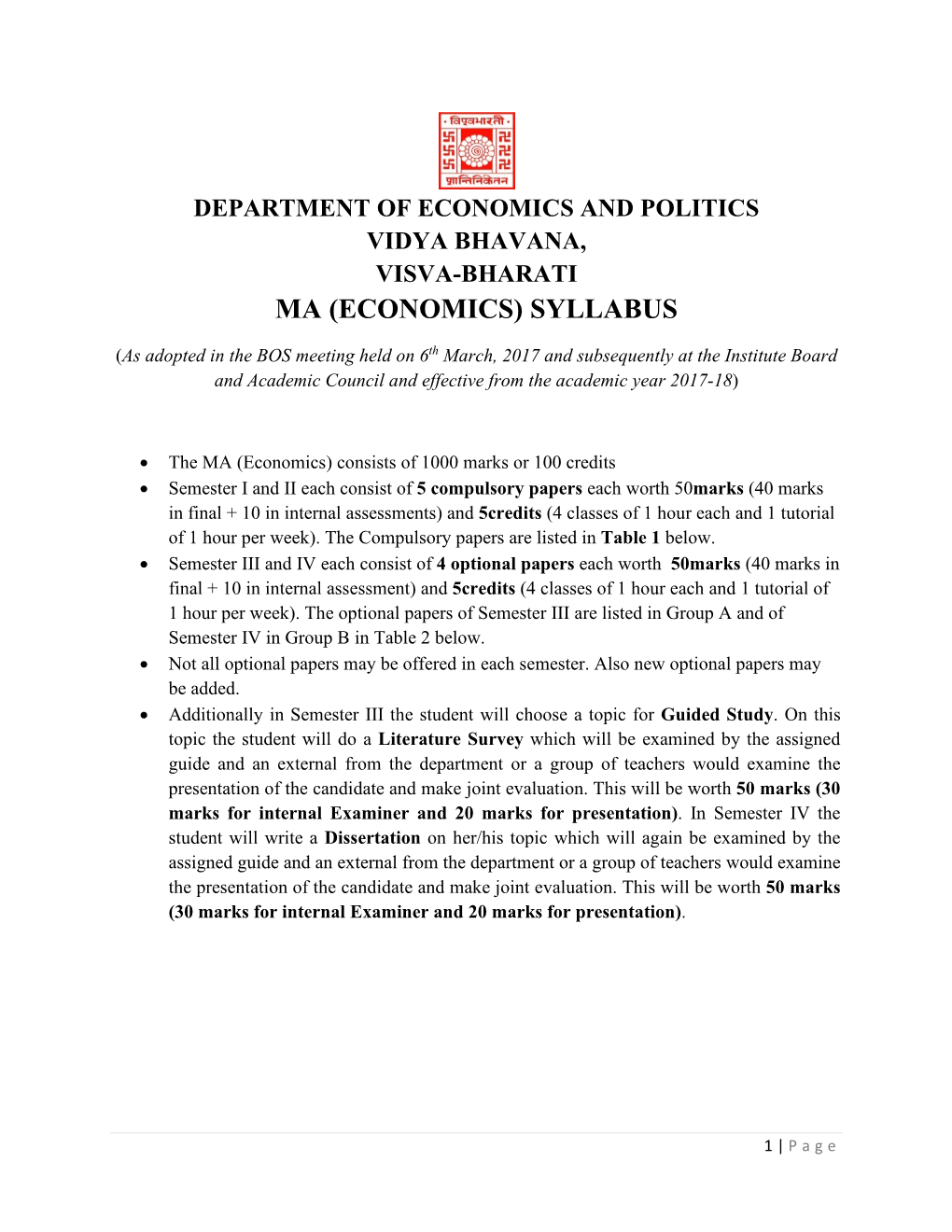 Ma (Economics) Syllabus