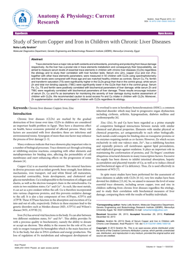 Study of Serum Copper and Iron in Children with Chronic Liver Diseases