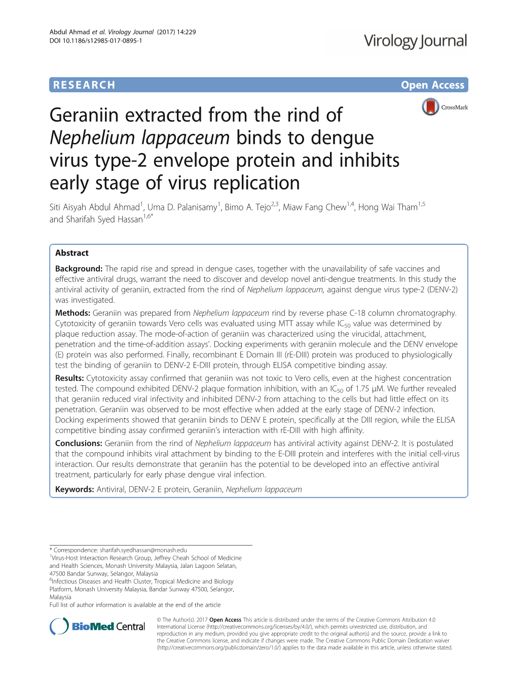 Geraniin Extracted from the Rind of Nephelium Lappaceum Binds To