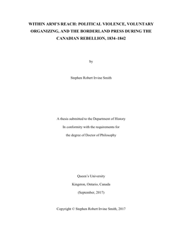 Political Violence, Voluntary Organizing, and the Borderland Press During the Canadian Rebellion, 1834–1842