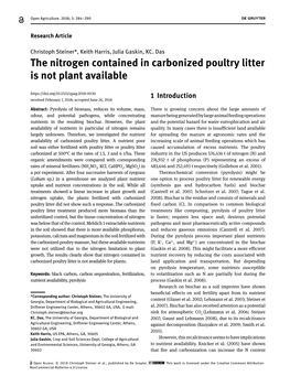 The Nitrogen Contained in Carbonized Poultry Litter Is Not Plant Available