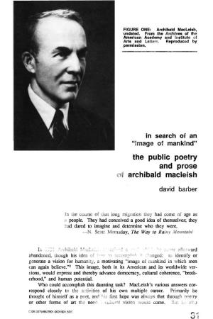 The Public Poetry and Prose of Archibald Macleish