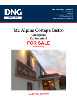 Mc Alpins Cottage Bistro Mc Alpins Cottage Bistro for SALE