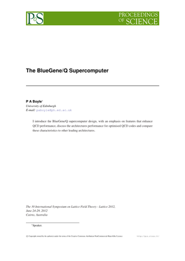 The Bluegene/Q Supercomputer