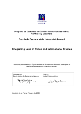 Integrating Love in Peace and International Studies