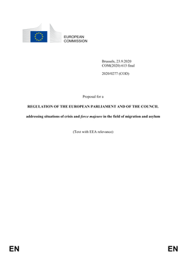 Proposal for a Migration and Asylum Crisis Regulation