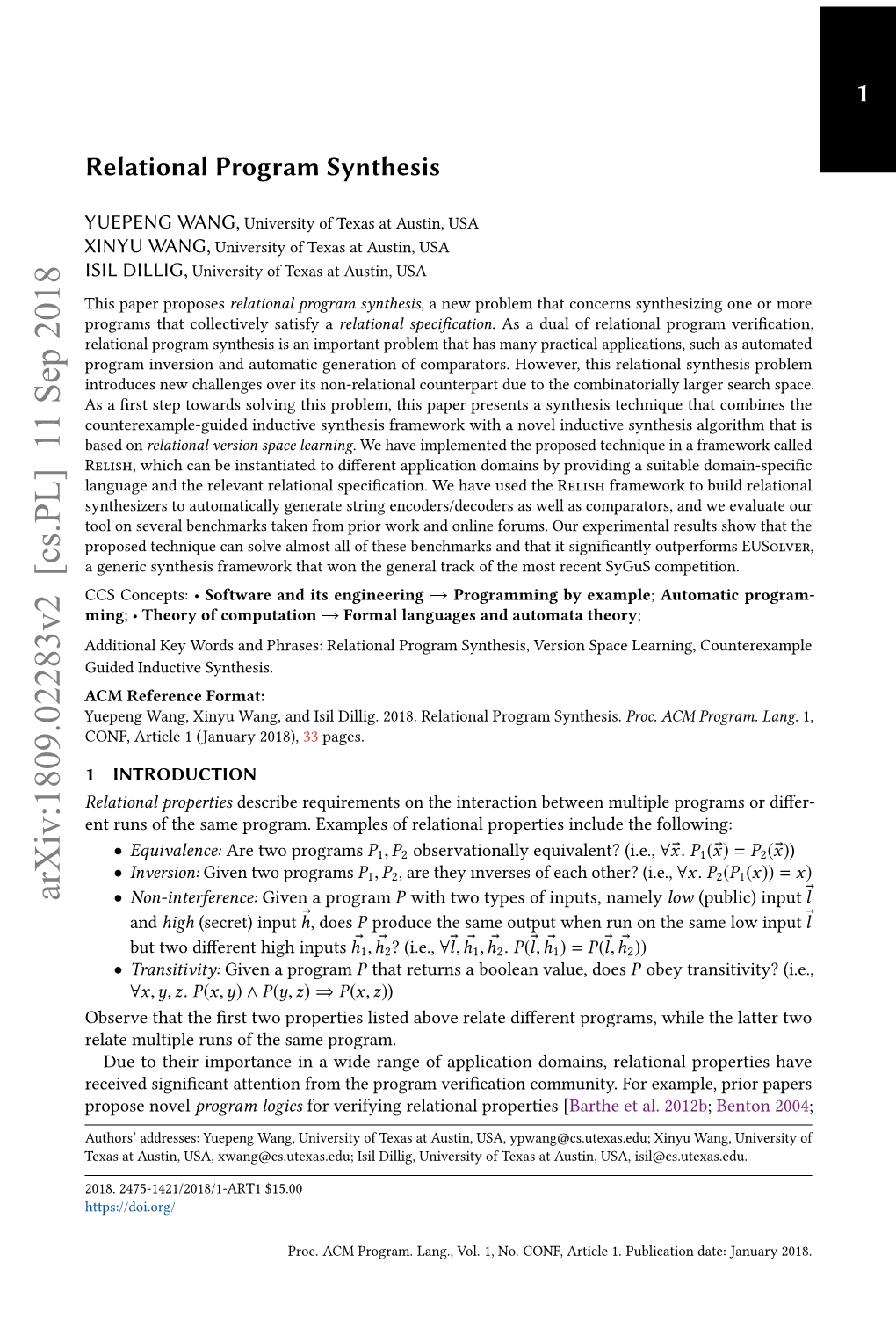 Relational Program Synthesis