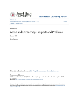 Media and Democracy: Prospects and Problems Eleanor Clift