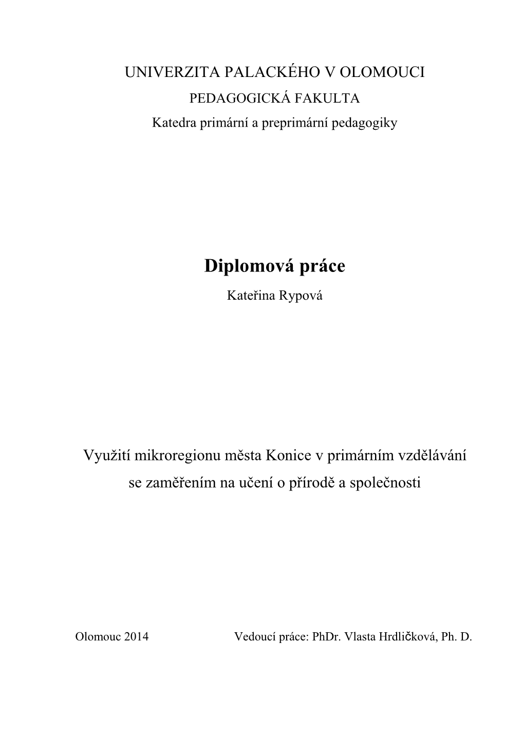 Diplomová Práce Kateřina Rypová