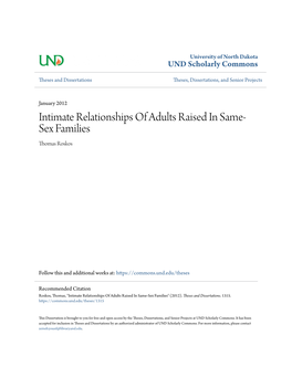 Intimate Relationships of Adults Raised in Same-Sex Families" (2012)