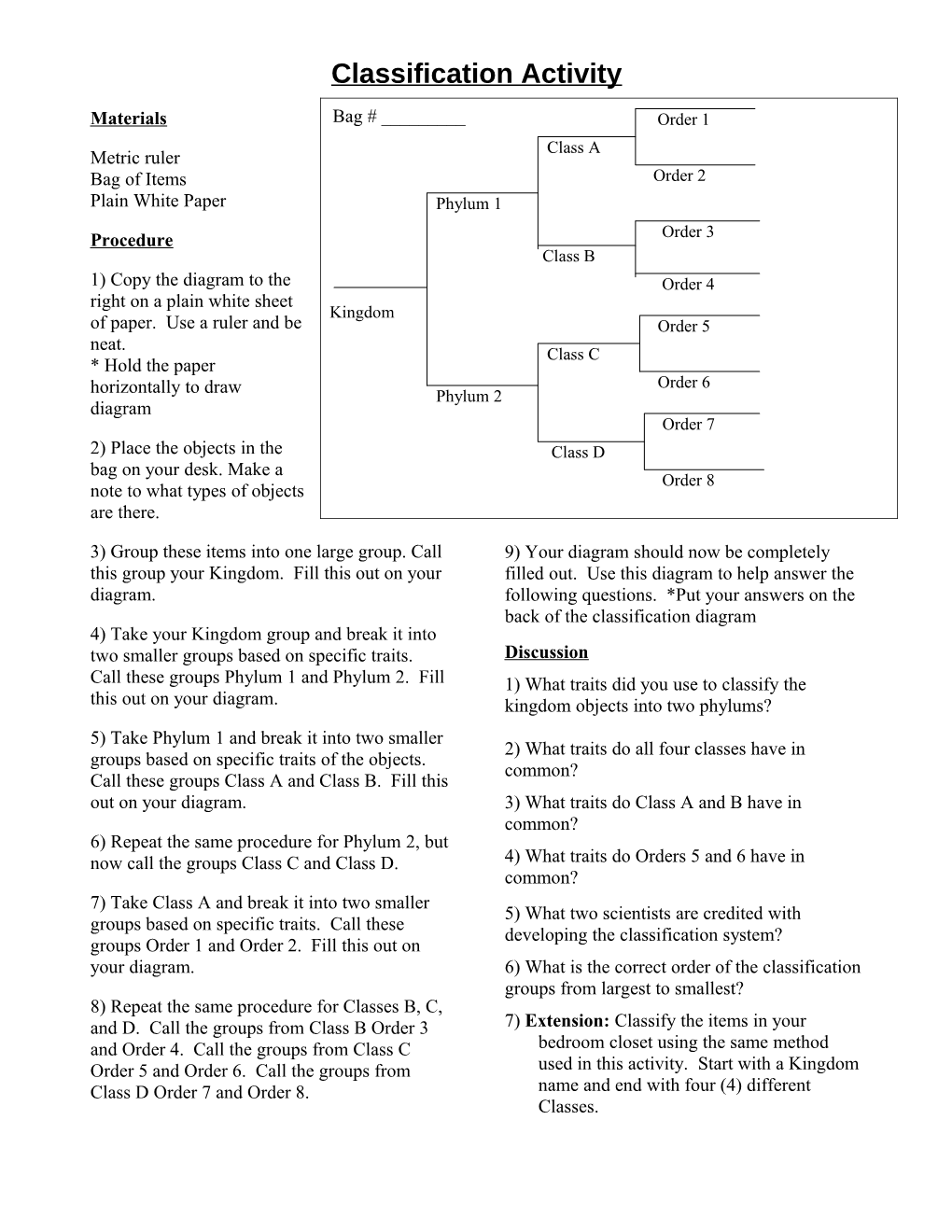 Classification Activity