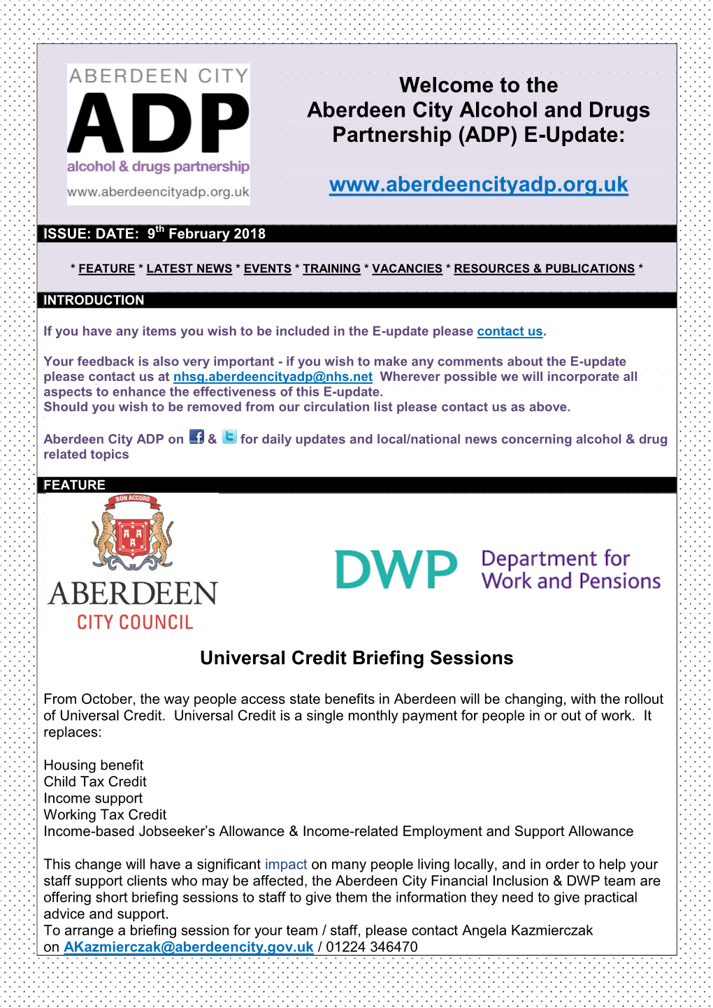 The Aberdeen City Alcohol and Drugs Partnership (ADP) E-Update