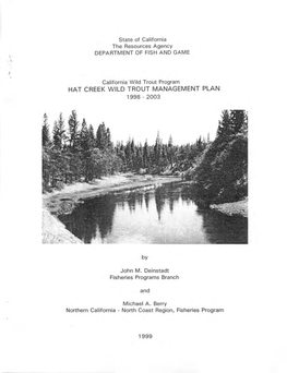 Hat Creek Wild Trout Management Plan 1998 - 2003