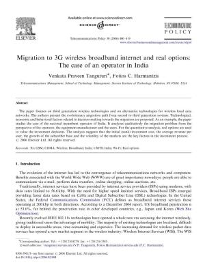 Migration to 3G Wireless Broadband Internet and Real Options: the Case of an Operator in India