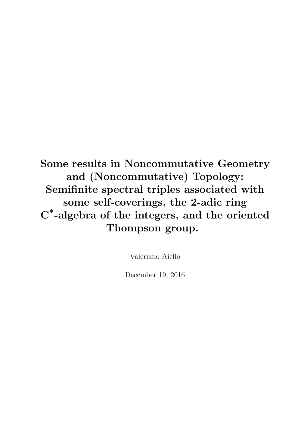 (Noncommutative) Topology: Semifinite Spectral Triples Associated with Some Self-Cov