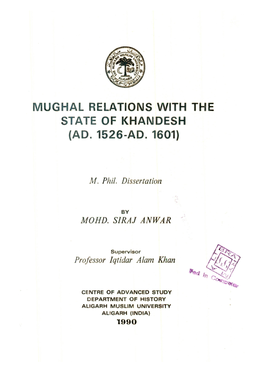 Mughal Relations with the State of Khandesh (Ad. 1526-Ad