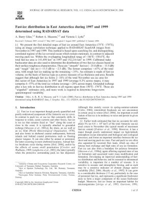 Fast-Ice Distribution in East Antarctica During 1997 and 1999 Determined Using RADARSAT Data A