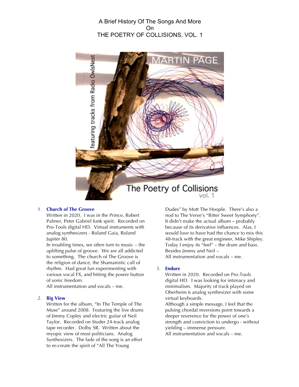 Poetry of Collisions, Vol