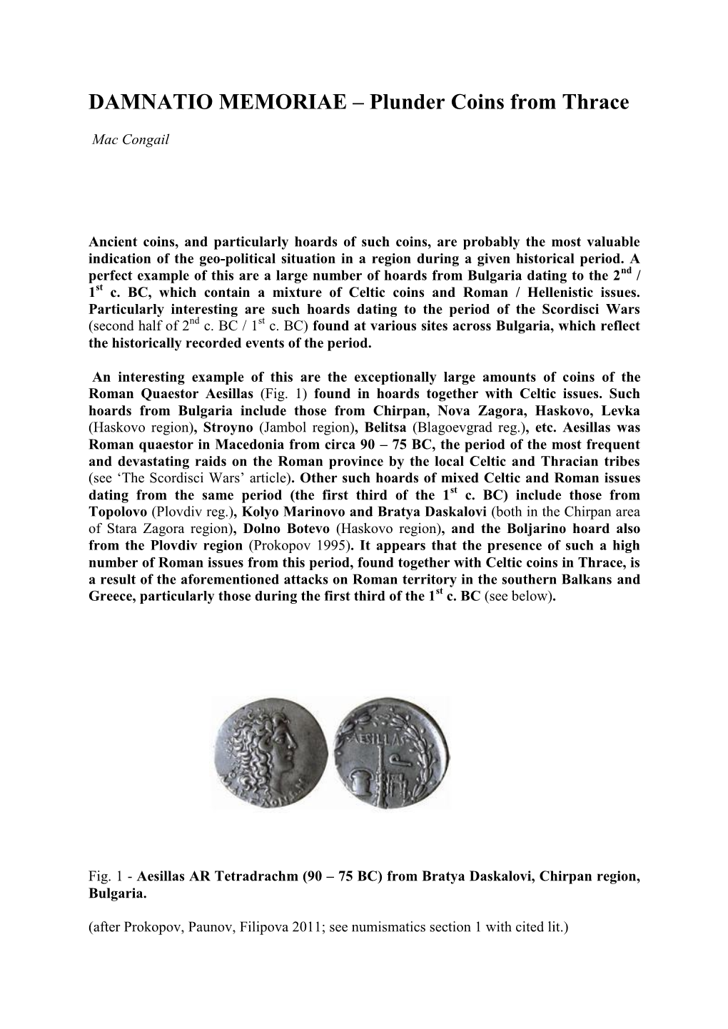 DAMNATIO MEMORIAE – Plunder Coins from Thrace