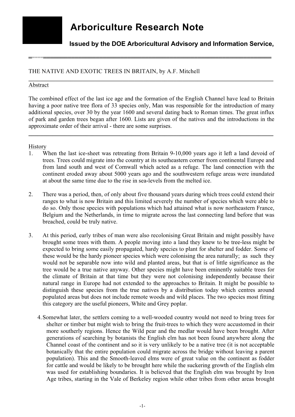 Arboriculture Research Note