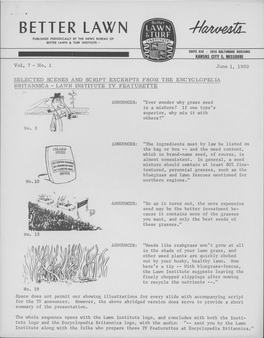 Better Lawn Harvests Vol. 7 No. 1 June 1, 1960