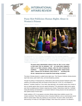 Pussy Riot Publicizes Human Rights Abuse in Women’S Prisons Written by Anna C