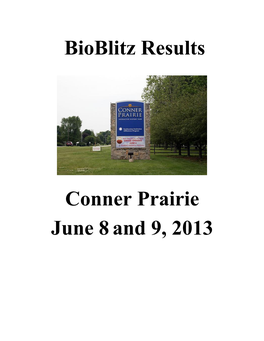 Bioblitz Results Conner Prairie June 8And 9, 2013