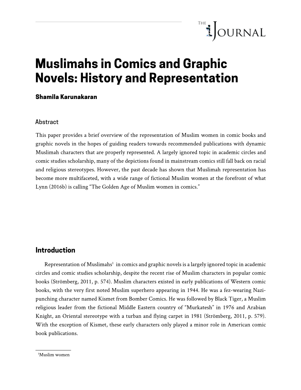 Muslimahs in Comics and Graphic Novels: History and Representation