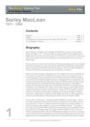 Sorley Maclean 1911 - 1996