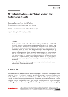 Physiologic Challenges to Pilots of Modern High Performance Aircraft