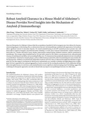 Robust Amyloid Clearance in a Mouse Model of Alzheimer's Disease Provides Novel Insights Into the Mechanism of Amyloid-ßimmun