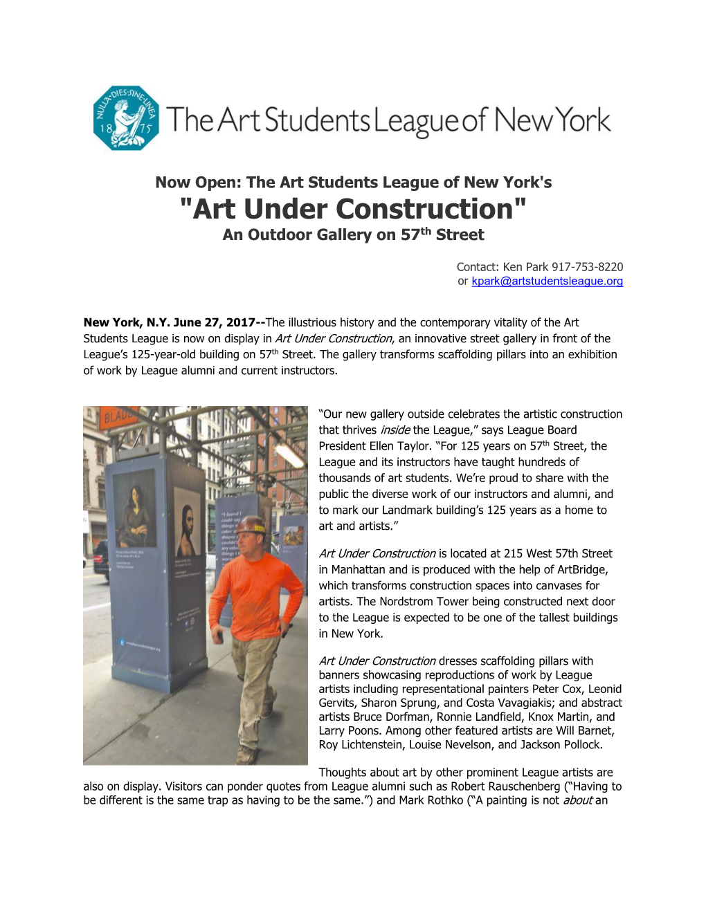 "Art Under Construction" an Outdoor Gallery on 57Th Street